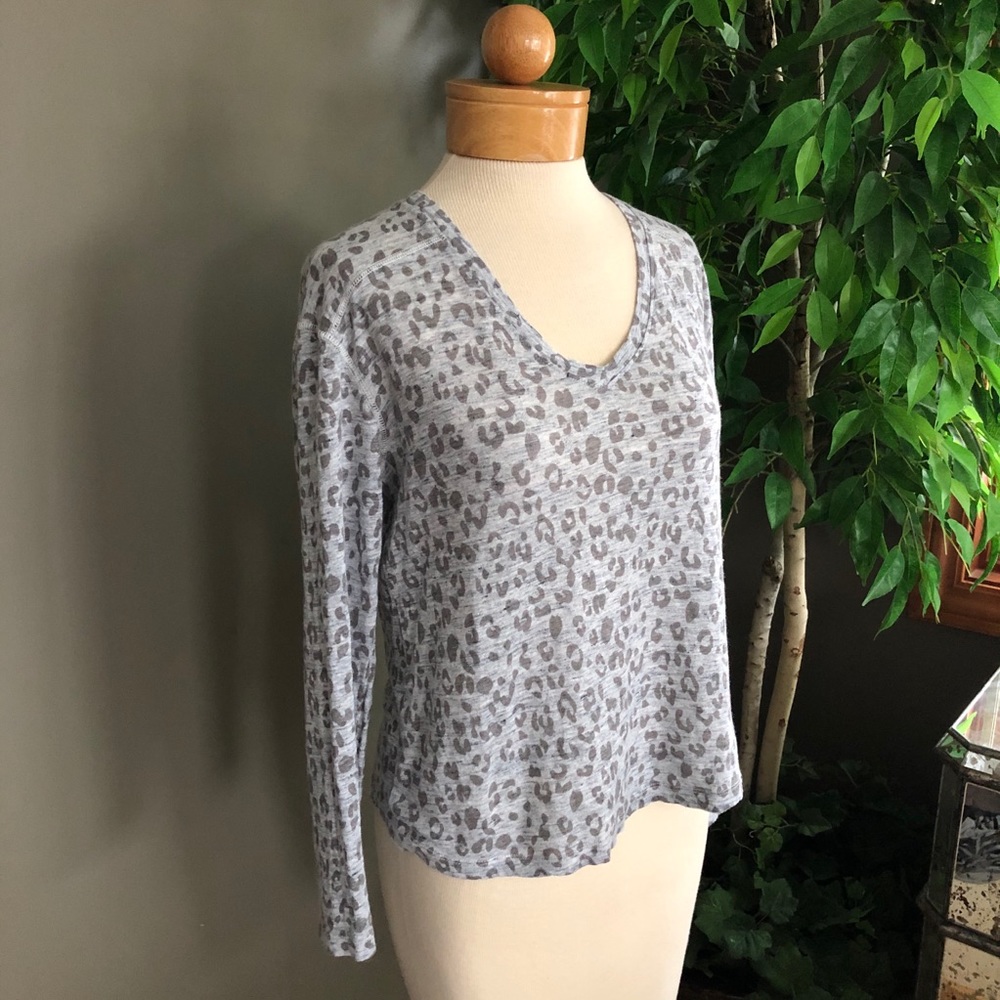 Rails Sami Heather Gray Leopard Print Top Linen S - image 5